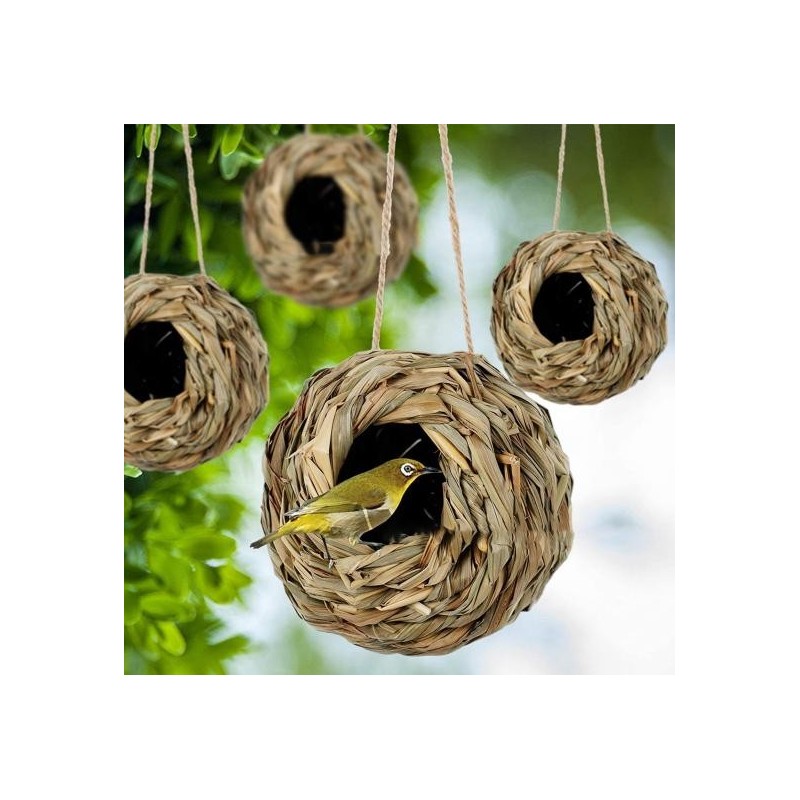 Vogelnest, natürliches Gras, zum Aufhängen, handgewebt, Kugelform, raue Oberfläche, Ruhen, Sitzen, großer Raum, Kolibri-Nest,