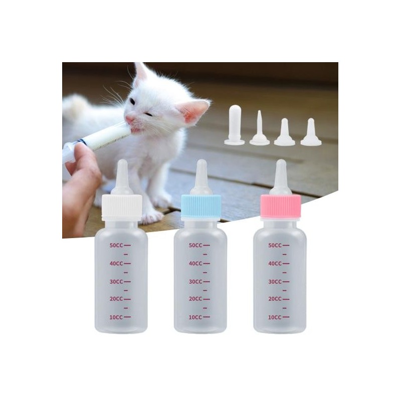 6Pcs 50ml Pet Milch Beständig Klare Flasche Biss Kätzchen Futter Skala Welpen Flasche Haustier Katze Hund Feeder pet Liefert