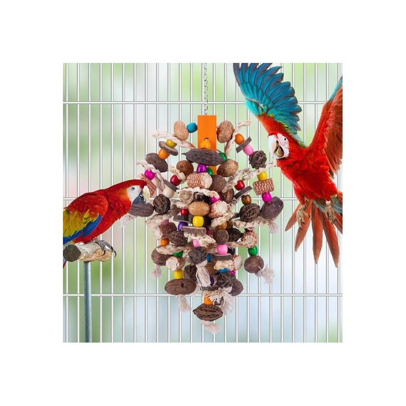 Bird Parrot Chew Toy Natural Nuts Corn Tearing Toy Bird Cage Toy Wooden Blocks