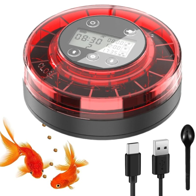 Automatischer Fischfutterspender für Aquarien, automatischer Futterspender mit Timer, wiederaufladbarer Timer-Futterspender m