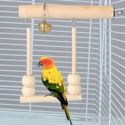 Bird Swing Toys Wooden Parrot Perch Stand Playstand Exercise Climbing Playstand Hanging Ladder Bridge Pet Parrot Hammock