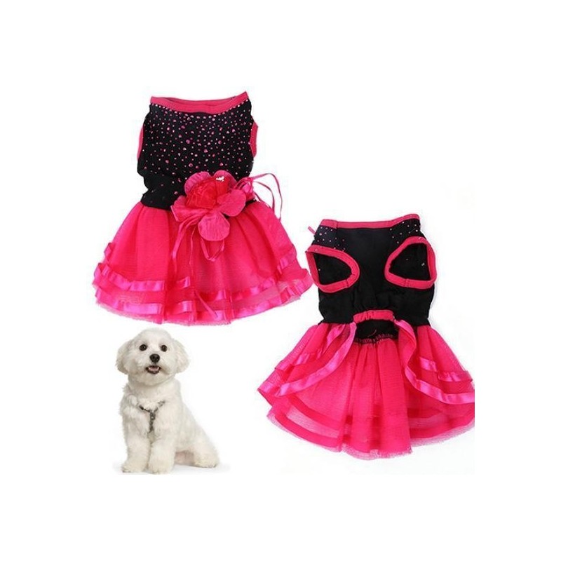 Haustier Hund Rose Blume Gaze Tutu Kleid Rock Welpe Katze Prinzessin Kleidung Bekleidung