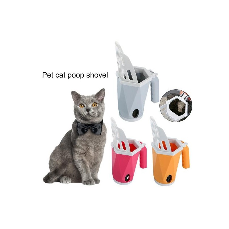 Cat Litter Shovel Hollow-out Design with Dust Bin Ergonomic Handle Detachable Large Head Multifunctional PP Material Self-cle