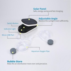 Solar Power Sauerstoffpumpe Aquarium Oxygenator Aquarium Sauerstoffbelüfter Teichbelüfter Luftpumpe Angeln