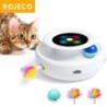 ROJECO 2-in-1 Smart-Katzenspielzeug, automatisches Feder-Spaßball-Spielzeugset für Katzen und Hunde, 5 Modi, elektronisches i