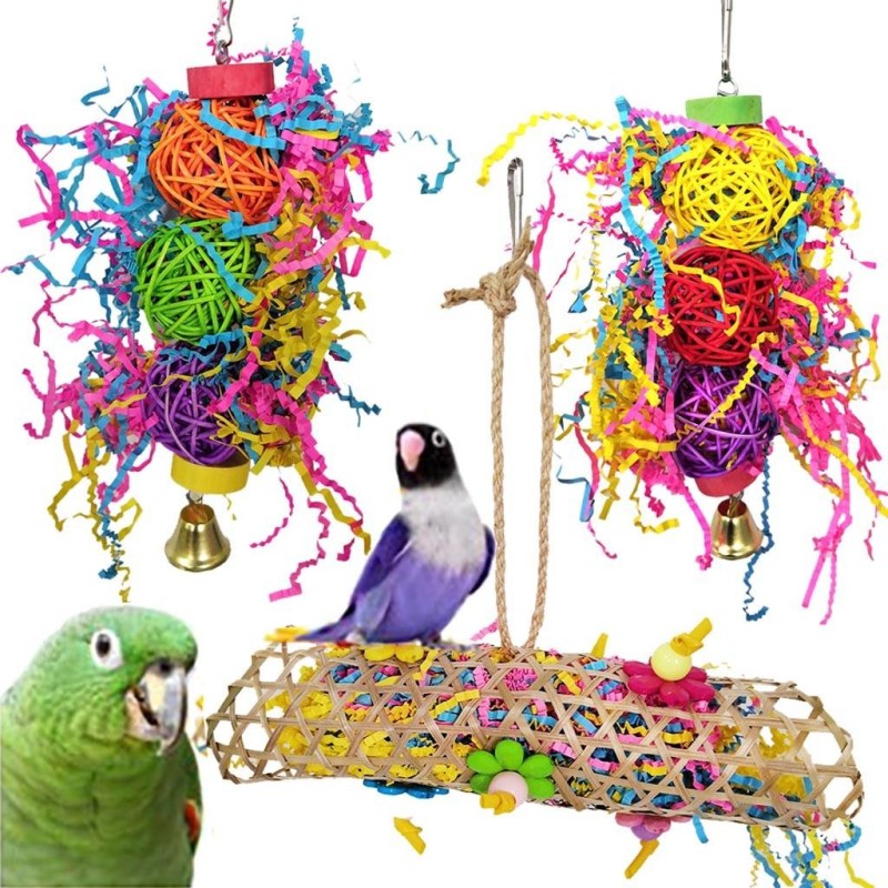 Pet Bird Parrot Swing Cage Toy Chew Bites Sittich Nymphensittich Conure