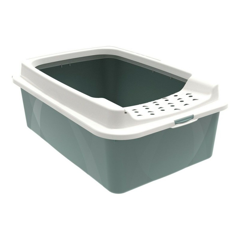 Rotho My Pet Bonnie Eco Katzentoilette, 56 x 17 x 40 cm, weiß/grün