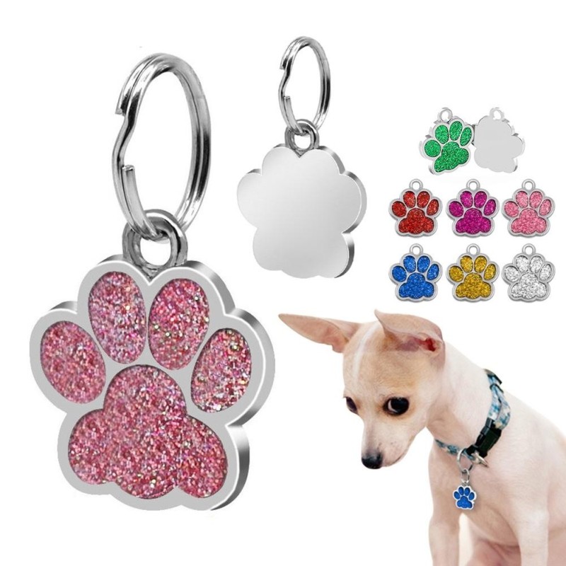 Modeschmuck Geschenk Mini Pfotenmuster Welpe Hund Katze Sicheres Halsband ID Tag Anhänger