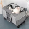 Haustiertransportbox mit zwei Fächern und abnehmbaren Rädern für atmungsaktive Haustier-Trolleytasche für Katzen/Hunde