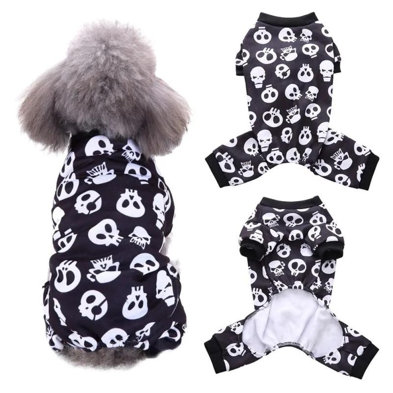 Hundekleidung für Haustiere, Katzen, Hunde, Overalls, Halloween-Kleidung für Hunde, Mäntel, Jacken, Skelett, 4-beiniger Pyjam