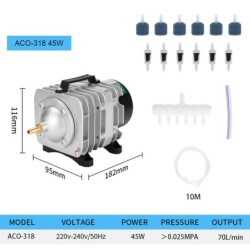 ACO318 HAILEA Kommerzielle Luftpumpe 45 W Einzelauslass 6 Ventilverteiler für Aquarien