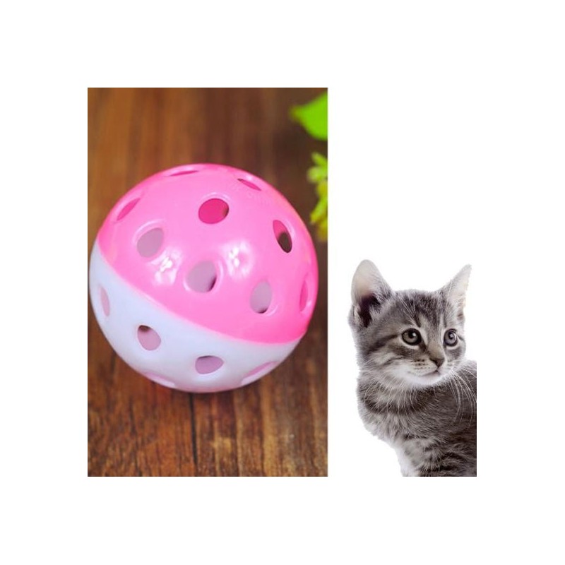 Runder Spielball aus Kunststoff für Welpen und Katzen mit Glocke, Pounce, Chase, Rassel, Kauspielzeug für Haustiere