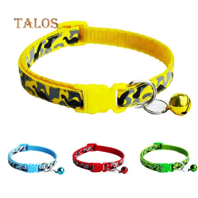 Camouflage-Druck, verstellbares Haustier-Halsband, für Hunde, Katzen, Welpen, Glockenhalsband, Halskette, Schnellverschluss-S