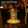 Hängender Vogelfutterspender im Freien mit Solarlicht, Hohlmuster-Design, wasserdicht, rostfrei, Kolibri-Futterhalter, Garten