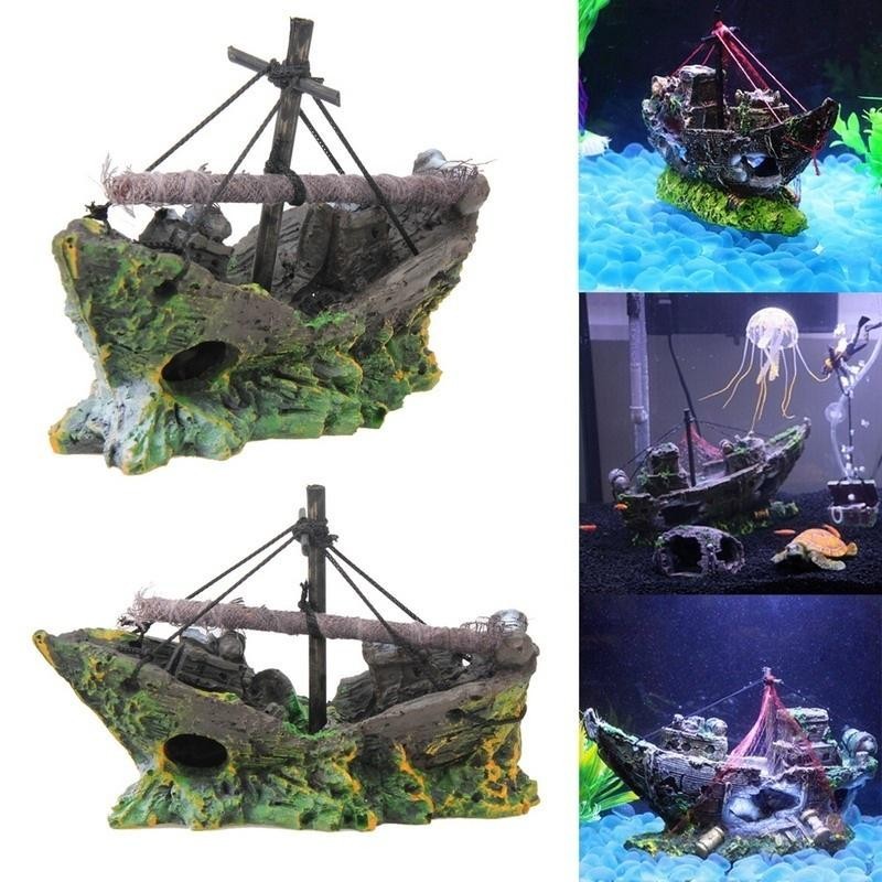 Aquarium-Ornament, Wrack, versenktes Schiff, Segelboot, Zerstörer, Aquarium, Höhlendekoration