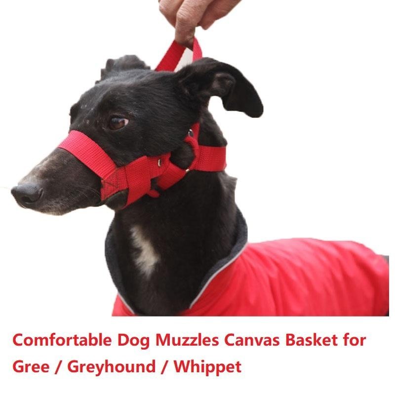 Haustier-Hundemaulkorb, verstellbar, lebende Mundabdeckung, weicher Canvas-Materialkorb, Anti-Kau-Maske für Gree Greyhound Wh