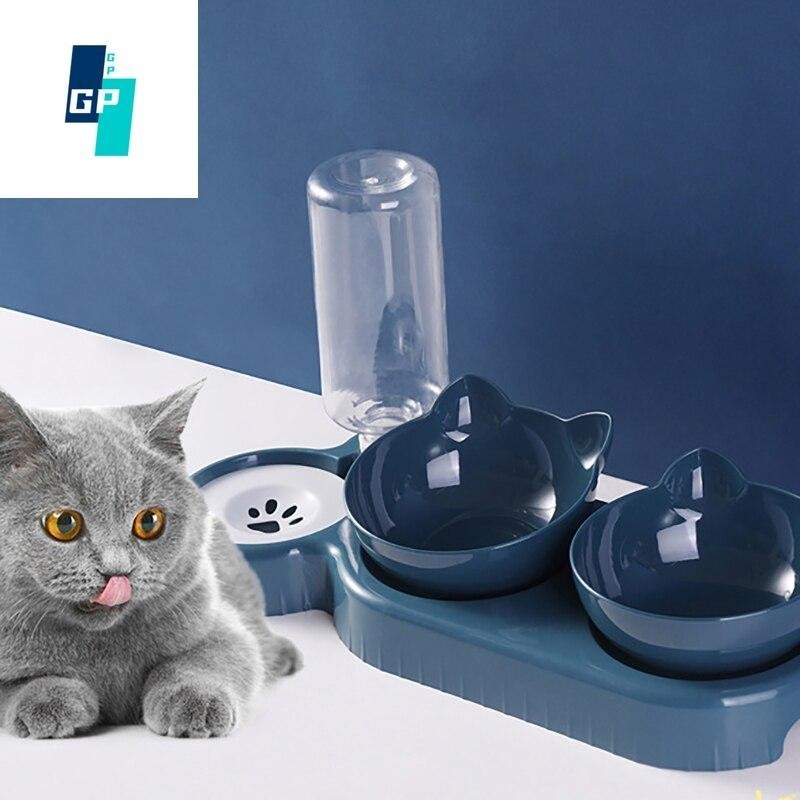 Futternapf für Haustiere, Katzen, automatischer Futterspender, Wasserspender, Futternapf für Hunde und Katzen, mit erhöhtem T