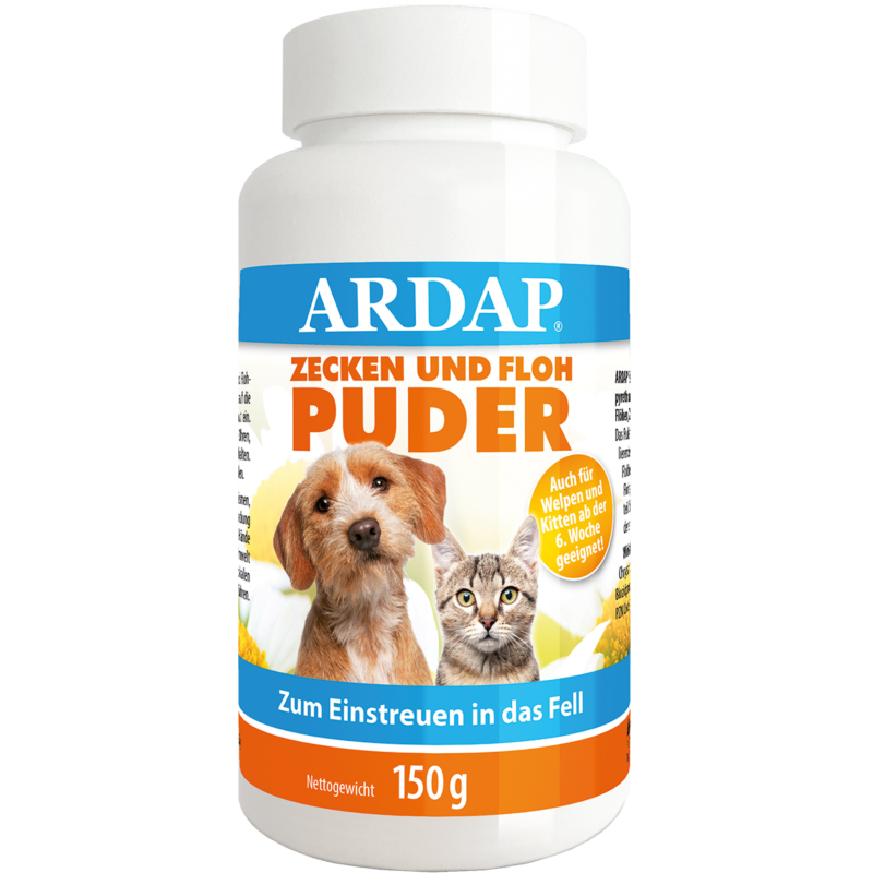 ARDAP Zecken- und Flohpuder für Hunde und Katzen - 150 g