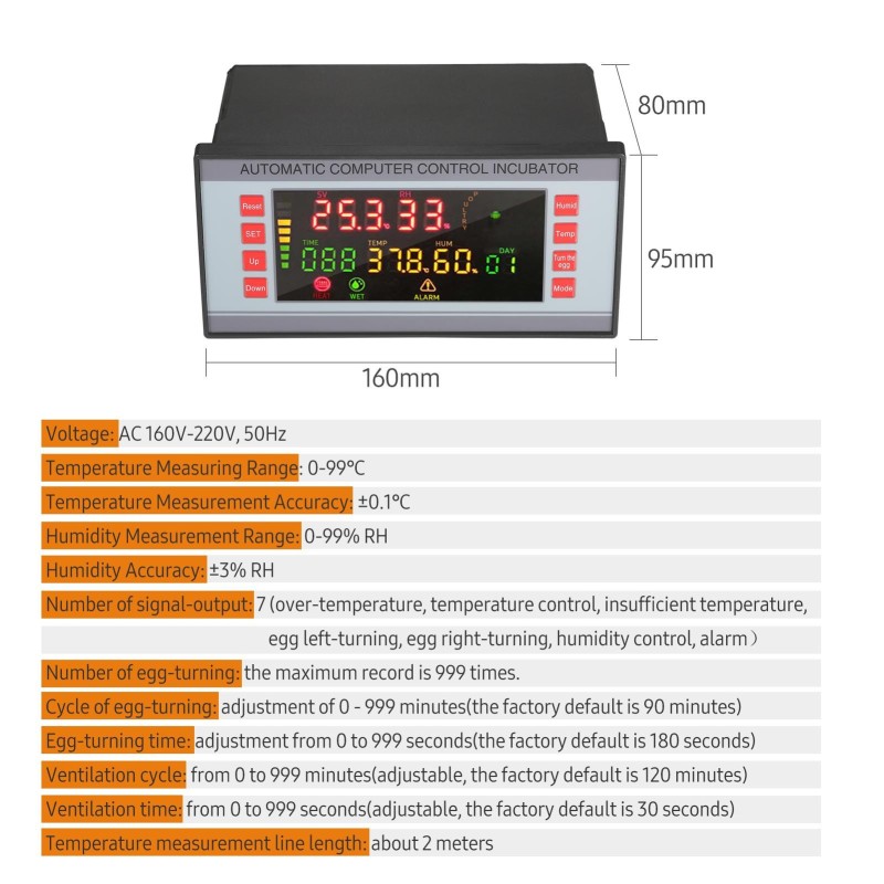 LED-Farbbildschirm, automatischer Inkubator-Controller, Eier-Inkubator-Controller, Maschine, Geflügel-Ei