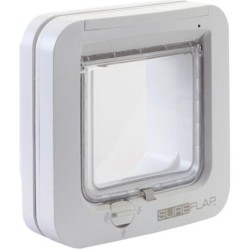 SUREFLAP Mikrochip-Katzenklappe – Weiß – 142 mm x 120 mm (Speicherung von bis zu 32 Chips)