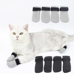 4 Stück Katzensocken, rutschfest, kratzfest, hautfreundlich, 2 Größen, elastisch, weicher Stoff, langlebig, rutschfest, Katze