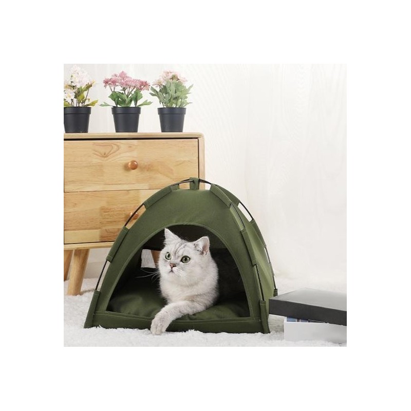 Pet Tent Bed with Canopy Portable Cat Bed Elevated Pet Cot Breathable Soft Cat