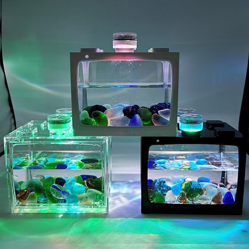 Desktop-Aquarium mit leichter Batterie, kleiner Tank, Aquariumzubehör