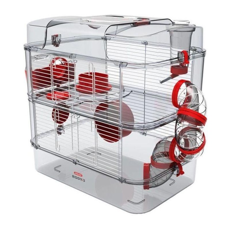 ZOLUX Käfig auf 2 Etagen für Hamster, Mäuse und Rennmäuse - Rody3 duo - L 41 x T 27 x H 40,5 cm - Grenadine