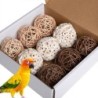 9pcs 2.4in Bird Chew Toys Ball, Natural Soft Chew Shredding Foraging To