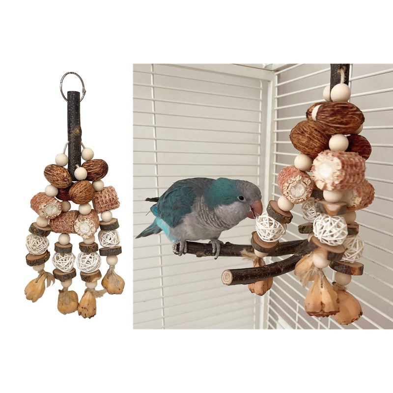 Bird Tearing Puzzle Perch Toy Bird Cage Chewing Toy Rattan Ball Swing for Small Medium Bird Birdcage Decors Bird Supply