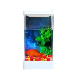 Tisch-Kampffischbecken mit LED-Licht, einstellbarer Lichtisolierung, kleines Aquarium, Mini-Plastikfisch