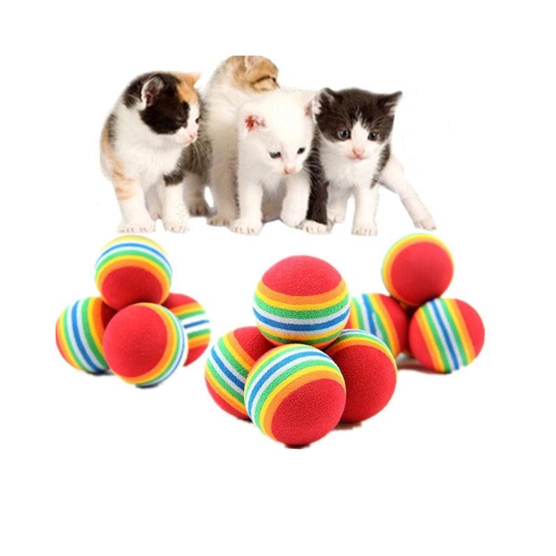 1/5/10Pcs Regenbogen Ball Katze Spielzeug Bunte Ball Interaktive Haustier Kätzchen Scratch Natürliche Schaum EVA Ball ausbild