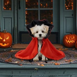 Halloween Pet Cloak Costume Adjustable Soft Witch Cape Festive Party Dress-up Accessory Daily Wear Photo