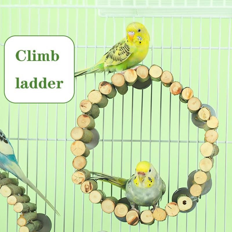 Bird Parrot Ladder Perch For Cage, Natural Wooden Parrot Stand, Parrot Climbing Chewing Toys,