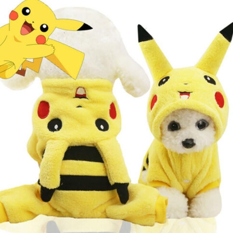 Pikachu Cosplay Hund Jumpsuits Jacke Haustier Kostüm Kleiner Hund Katze Weihnachtskleidung