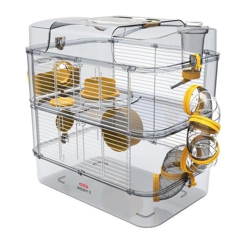 ZOLUX Käfig auf 2 Etagen für Hamster, Mäuse und Rennmäuse - Rody3 duo - L 41 x T 27 x H 40,5 cm - Banane