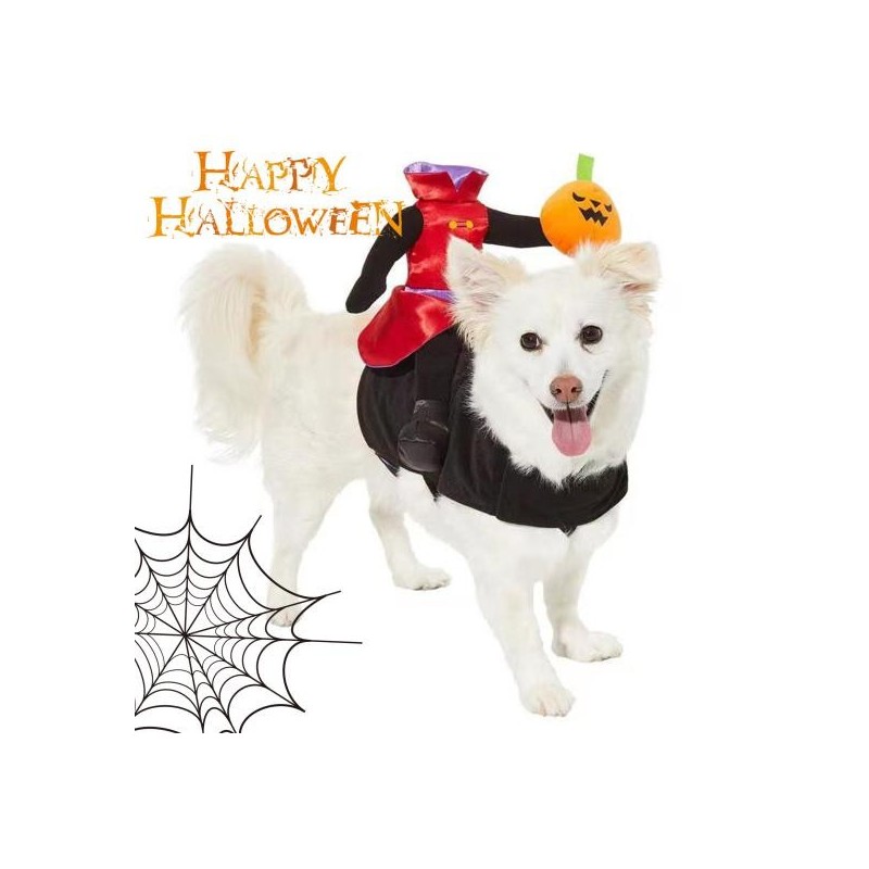 Halloween Pet Costume Pumpkin Ride Design Fastener Tape Adjustable Medium Pet Costume Supplies