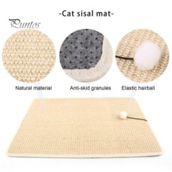 Kratzmatte für Katzen, natürliche Sisal-Kratzmatte mit Plüschball, Möbelschutz, rutschfeste Wände und Böden, Kratzmatte für K