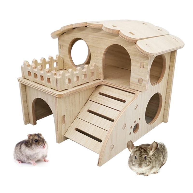 Hamster Rutsche Kleines Nest Massivholz Kleines Haus Hamster Schlafnest Goldene Seide Bär Kleine Villa Spielzeug Liefert