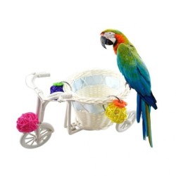 Mini Fahrrad Trolley Einkaufswagen Vogel Papagei Spielzeug Haustier Intelligenz Wachstum Rattan Ball