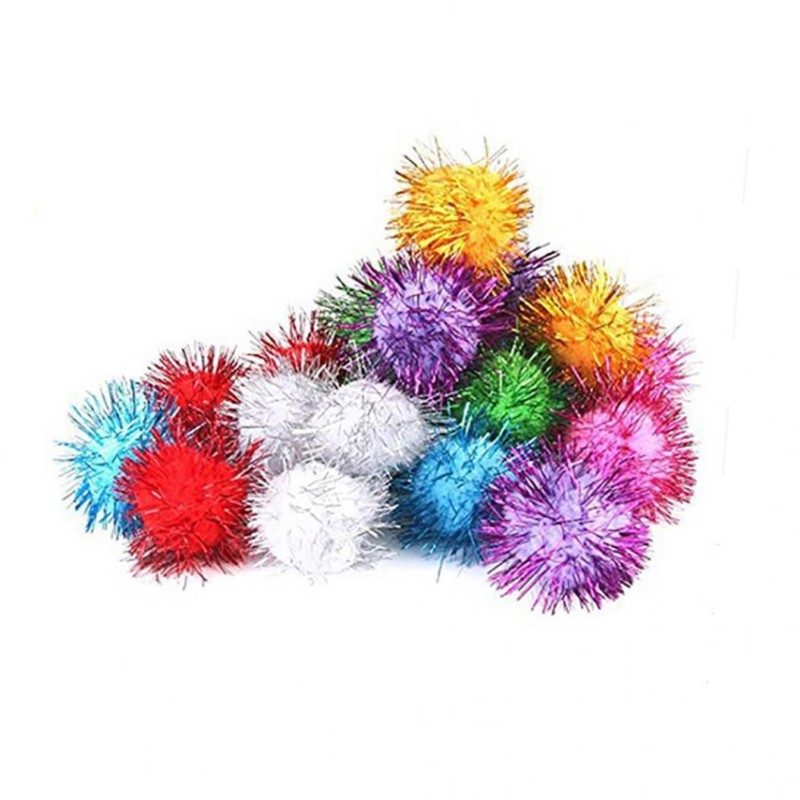 100Pcs Vogel Papagei Eichhörnchen Hamster Sparkly Glitter Lametta Pompom Bälle Decor