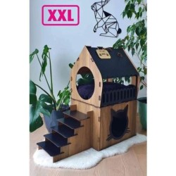 Big Cat House Xxl Katzenhaus mit Terrasse für Katzen über 5 kg Xxl Schwarz