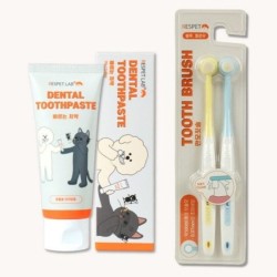 Lispet Lab dog and cat toothpaste 70g + 2-piece Man-bristle toothbrush set, Korean pet shampoo