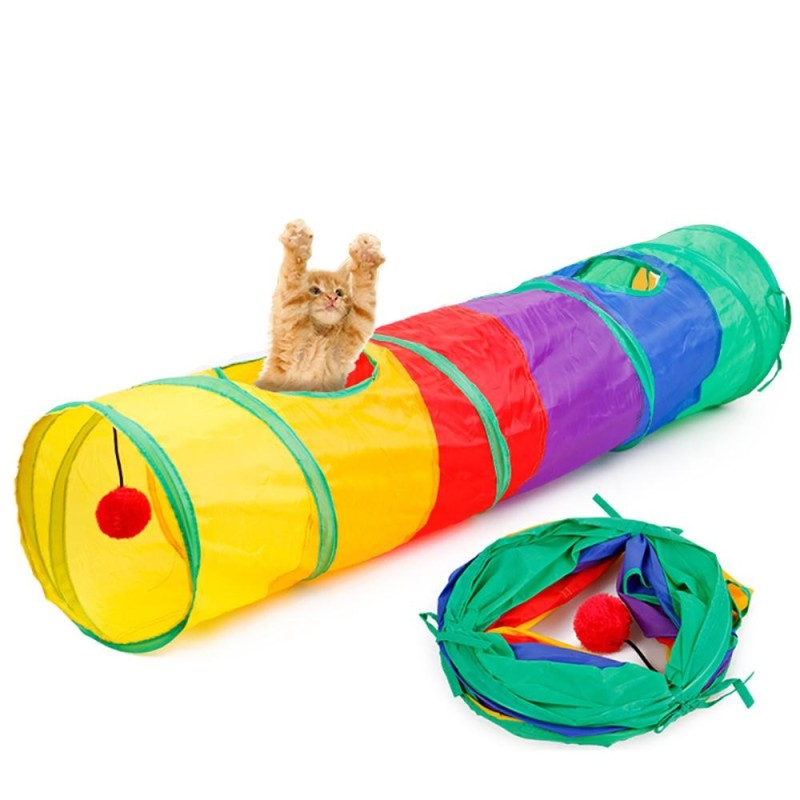 Zusammenklappbarer Katzentunnel Road Cat Toys Kitty Tunnel Pompon Ball Cat