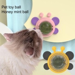 Katzenminze Spielzeug Attraktive selbstklebende Cartoon Biene Form rotierenden Mints Ball Spielzeug Haustier liefert