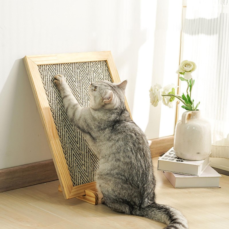 Solid Wood Decorative Painting Sisal Cat Scratch Board Wear-Resistant Non-Chip Vertical Anti-Scratching Sofa Protection Sisal