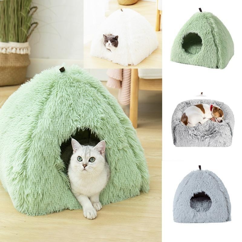 Iglu-Haustierbett, Katze, Kätzchen, Hund, Fleece, niedliche Pyramide, gemütlich, waschbar, warme Haushöhle