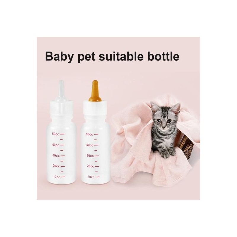 50/120 ml Haustier Kätzchen Katze Milchflasche Silikon Nippel Kleintierfütterung