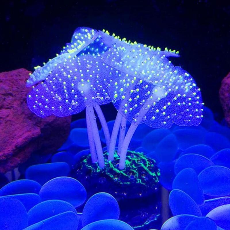 Aquarium leuchtende künstliche Quallen aus Silikon, simulierte Wasserpflanzen, fluoreszierend