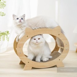 Katzenkratzer im TV-Stil, Loungebett aus Holz, intelligenter Katzenkratzer für Hauskatzen, 2-stöckiges Katzenhaus mit austaus